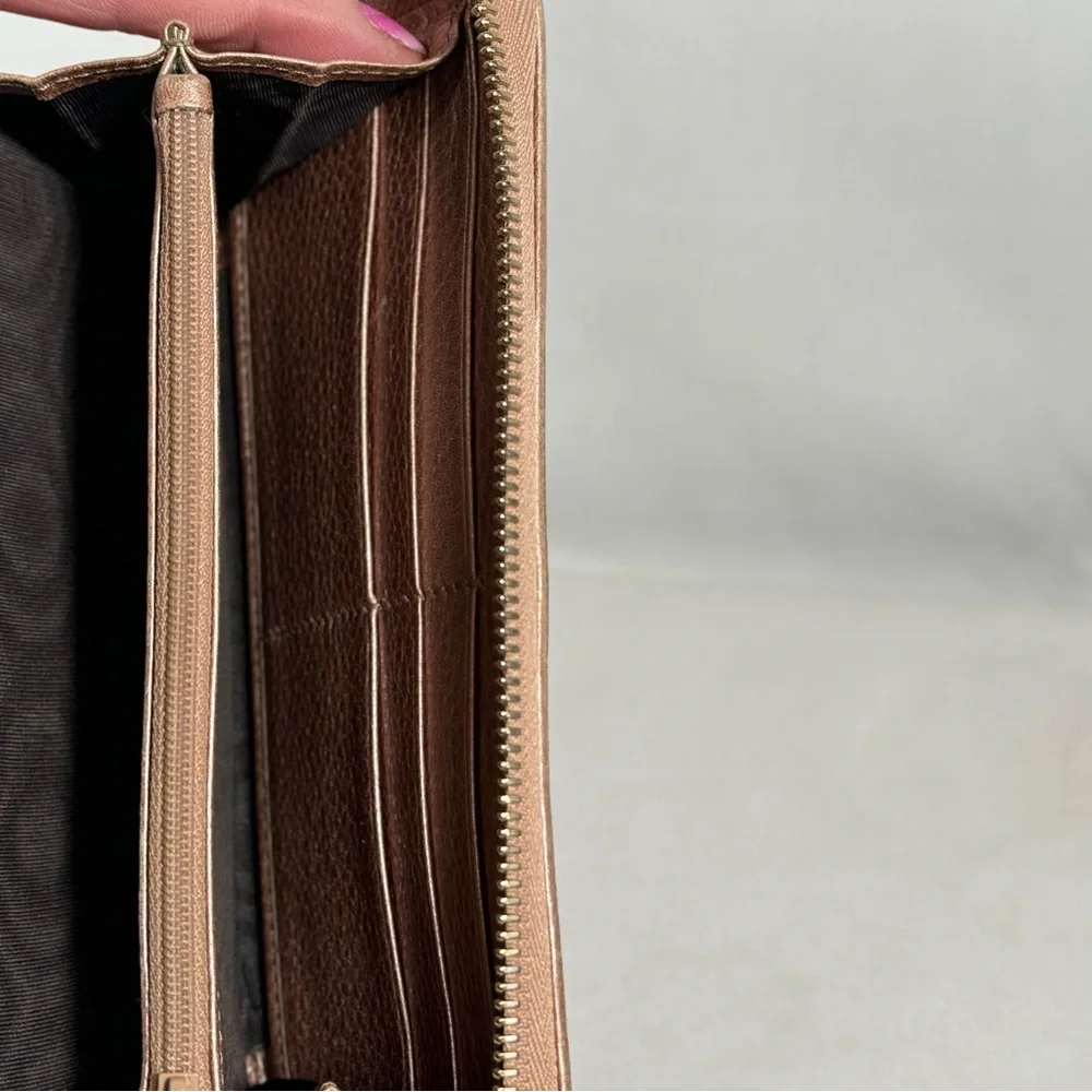 Gucci GG Canvas Leather‎ With Bamboo tassel Zip around Continental Wallet